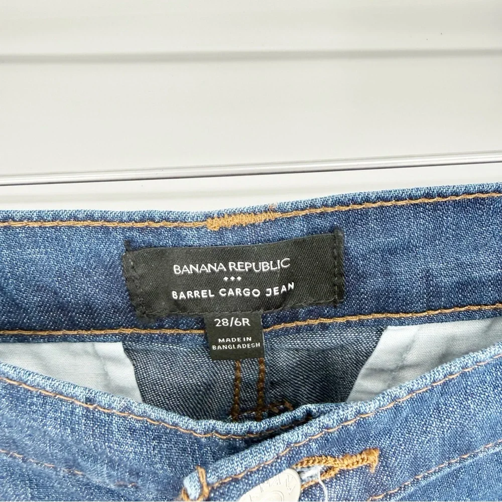 Banana Republic High Waist Barrel Cargo Jeans 28 Blue‎ - Picture 6 of 7